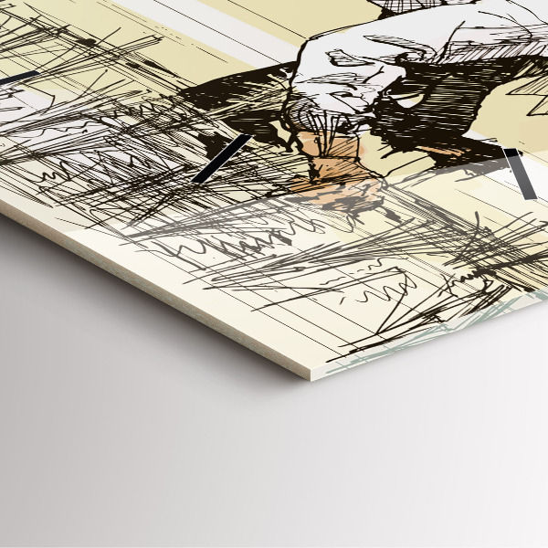 Wanduhr quadratisch mit motiv Frau pflückt Reis