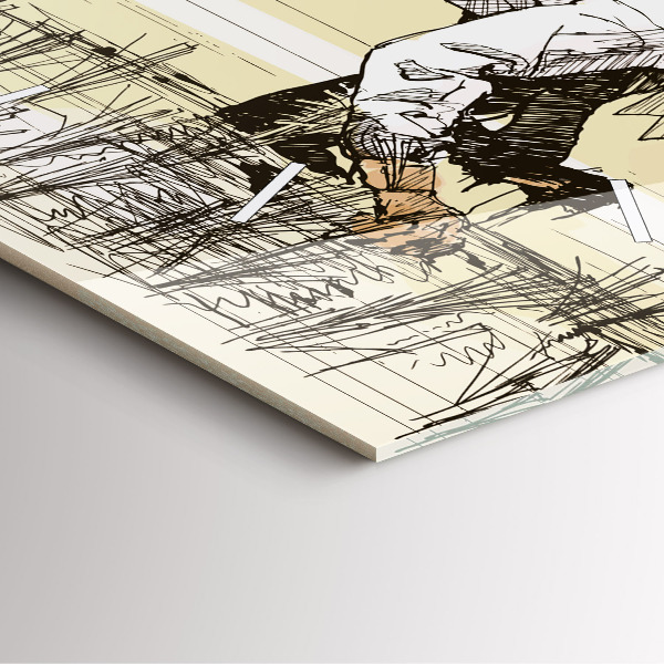 Wanduhr quadratisch mit motiv Frau pflückt Reis