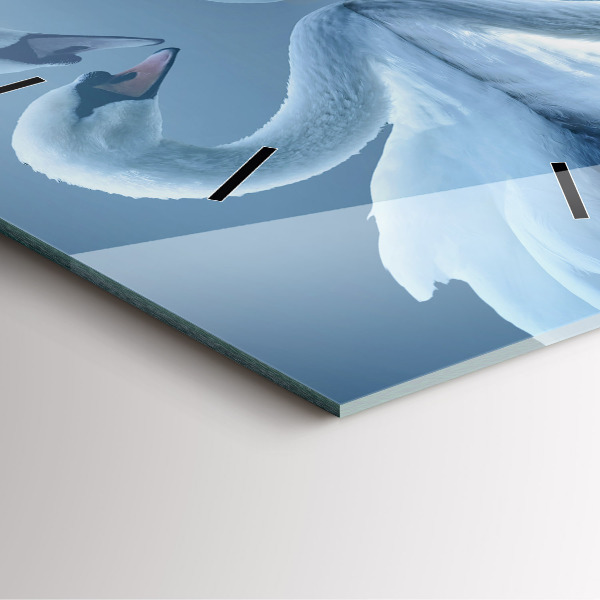 Wanduhr quadratisch Schwäne im Herzen