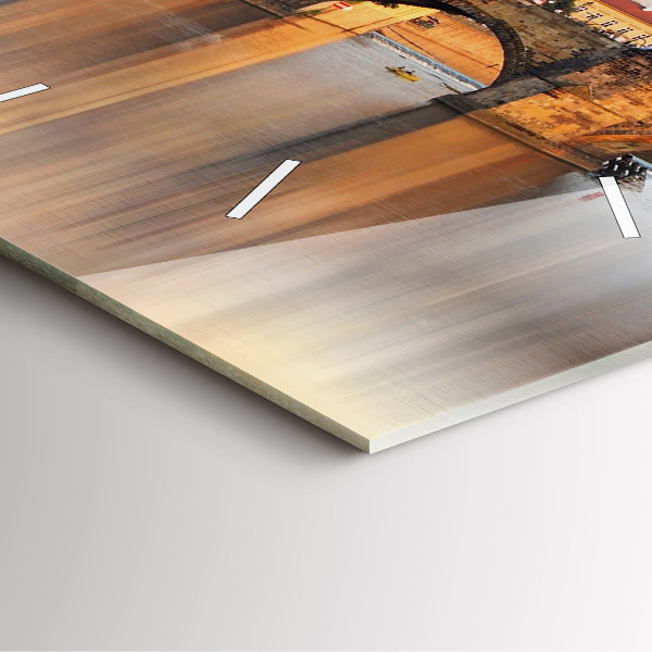 Wanduhr modern quadratisch Panorama über einen Fluss