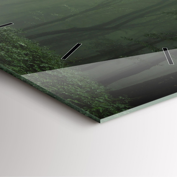 Wanduhr modern quadratisch Nebliger Wald am Morgen