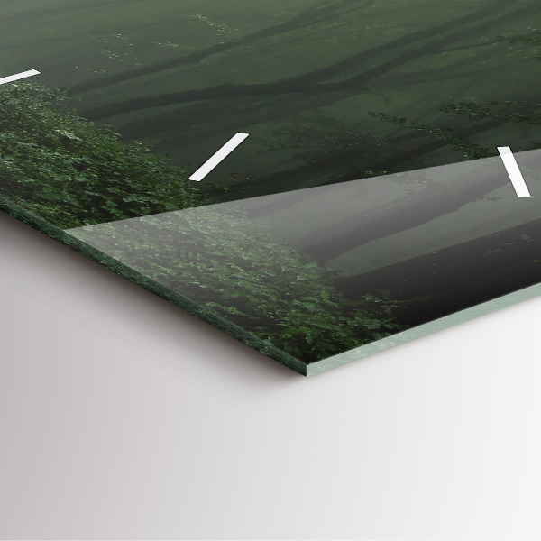 Wanduhr modern quadratisch Nebliger Wald am Morgen