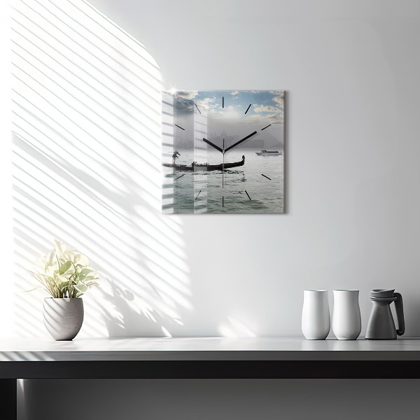 Wanduhr quadratisch Venedig Gondel