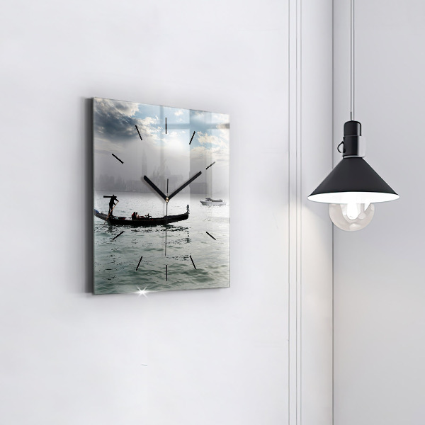 Wanduhr quadratisch Venedig Gondel