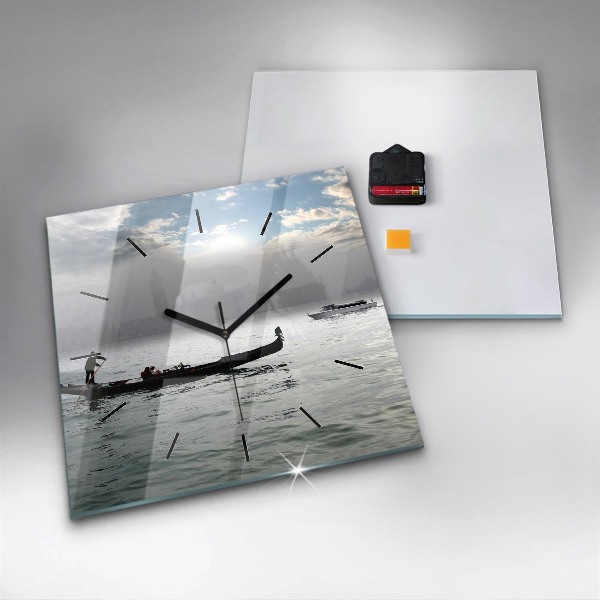 Wanduhr quadratisch Venedig Gondel