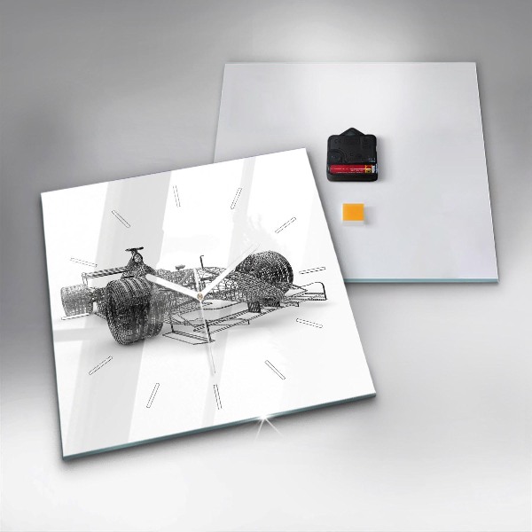 Wanduhr modern quadratisch Aufbau des F1-Wagens