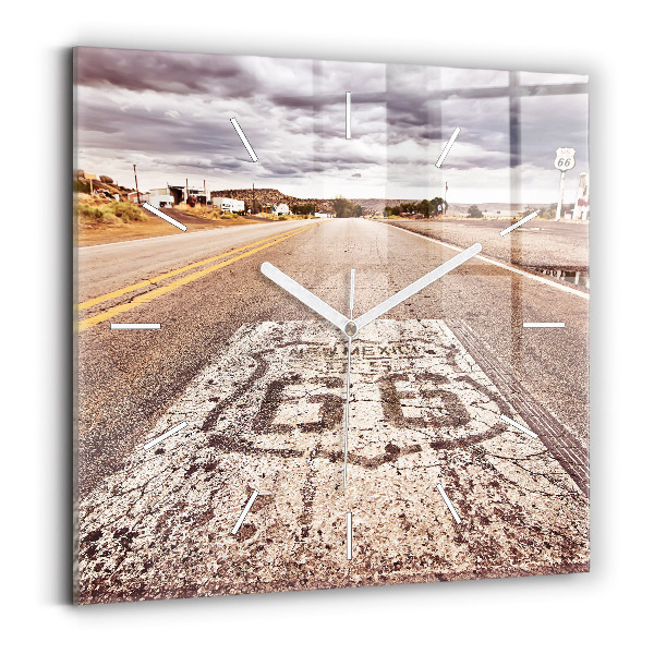 Wanduhr modern quadratisch Route 66 Straße USA