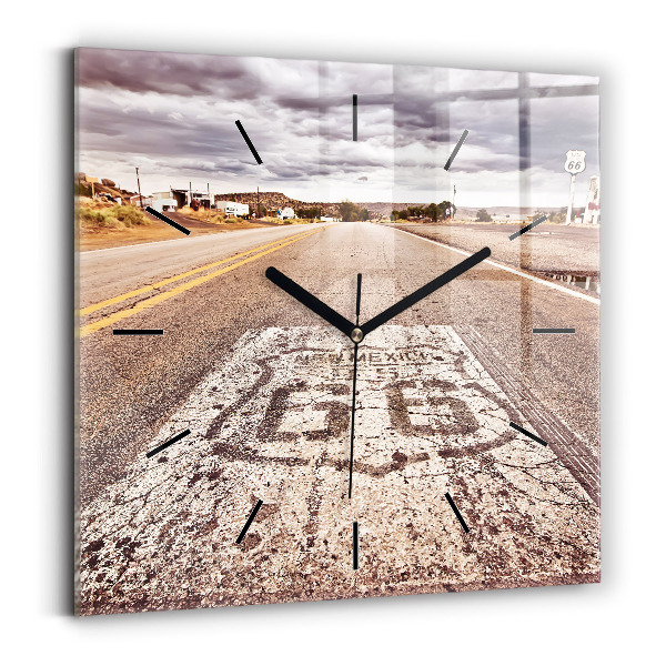 Wanduhr modern quadratisch Route 66 Straße USA