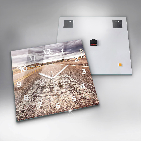 Wanduhr modern quadratisch Route 66 Straße USA