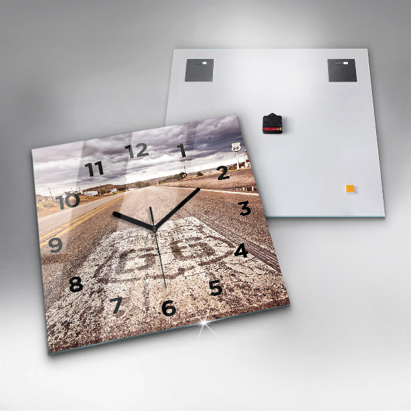 Wanduhr modern quadratisch Route 66 Straße USA