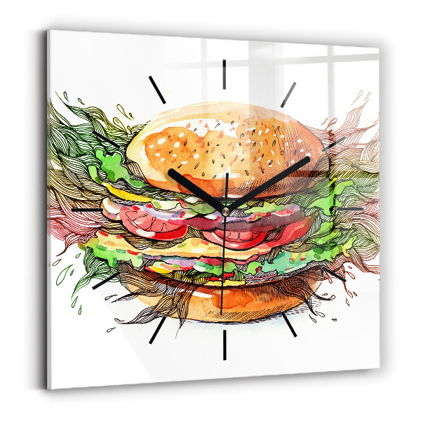 Wanduhr quadratisch XXL-Käse-Burger