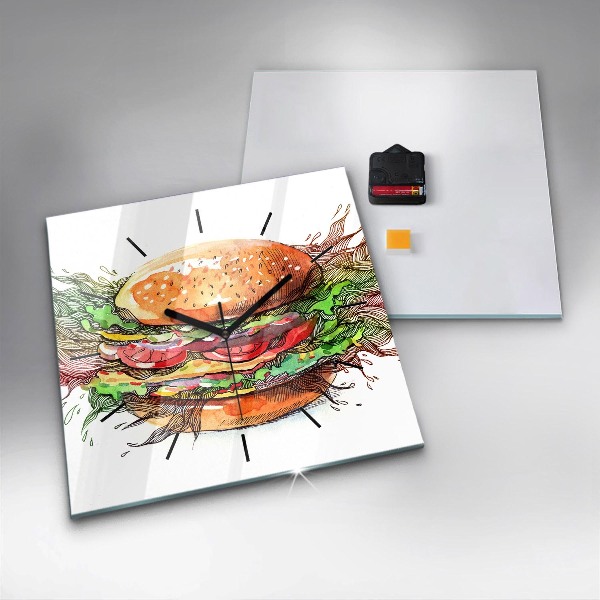 Wanduhr quadratisch XXL-Käse-Burger