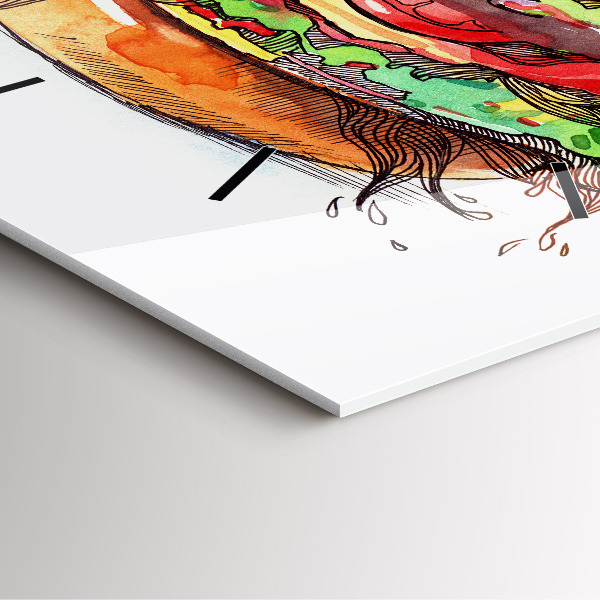 Wanduhr quadratisch XXL-Käse-Burger