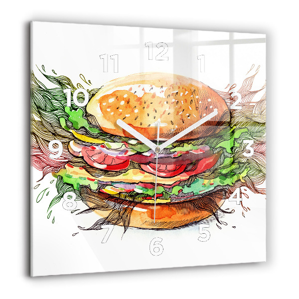 Wanduhr quadratisch XXL-Käse-Burger