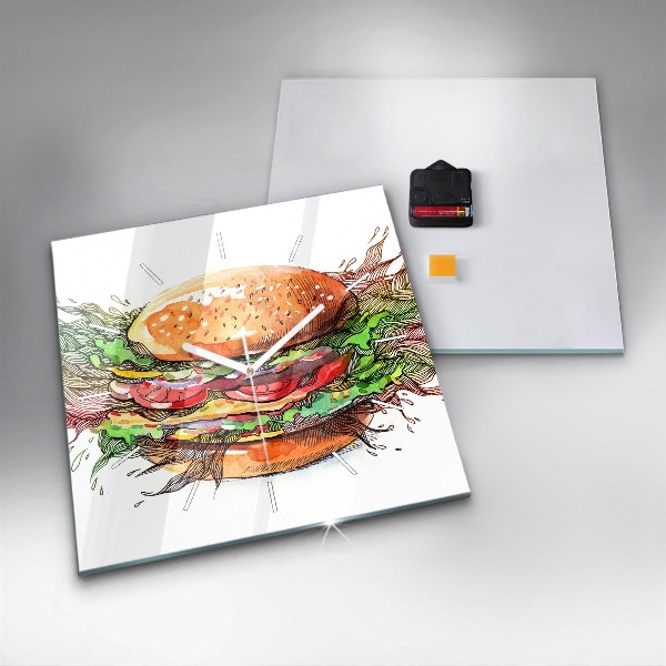 Wanduhr quadratisch XXL-Käse-Burger