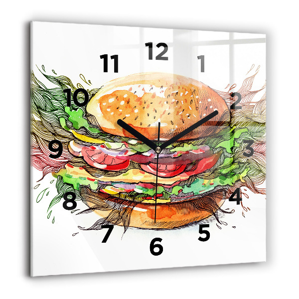 Wanduhr quadratisch XXL-Käse-Burger