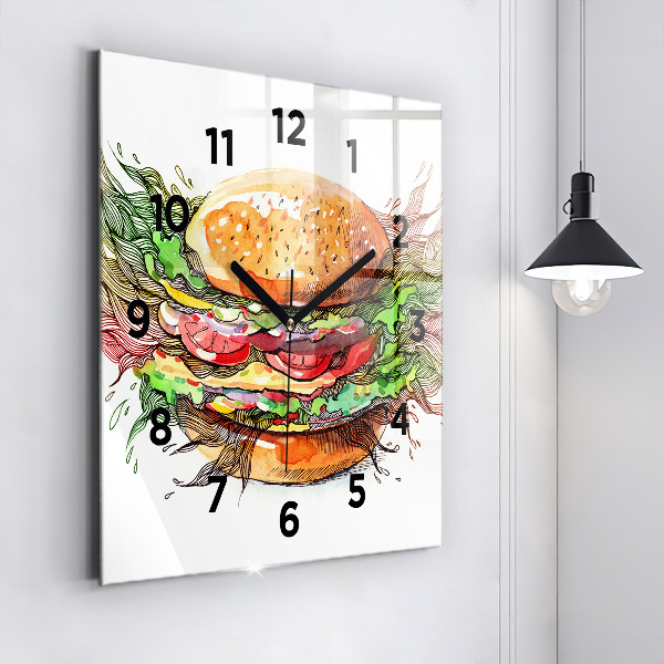 Wanduhr quadratisch XXL-Käse-Burger