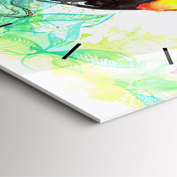 Wanduhr quadratisch Tukan im Gras