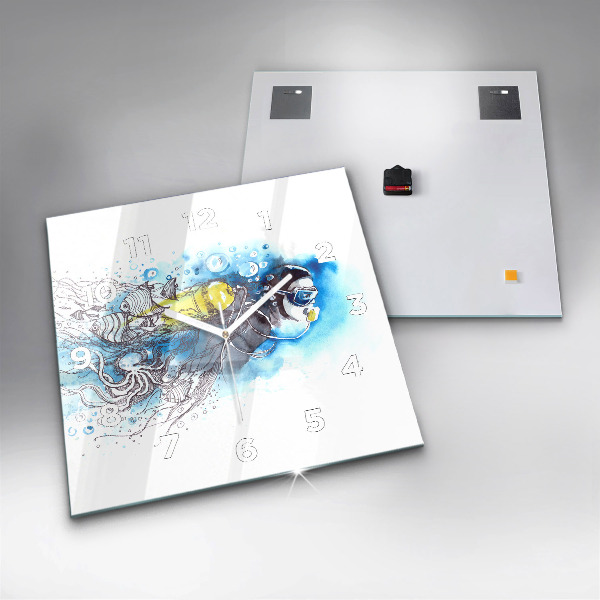 Wanduhr modern quadratisch Unterwasserleben von Fischen