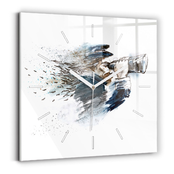 Wanduhr quadratisch mit motiv Schiffskapitän mit Fernglas