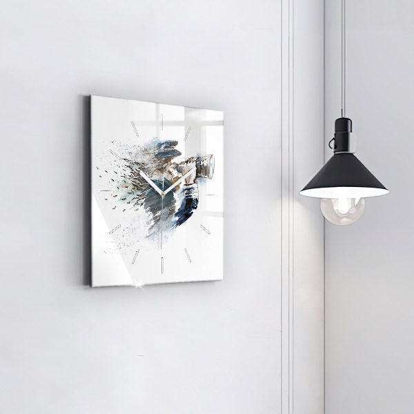 Wanduhr quadratisch mit motiv Schiffskapitän mit Fernglas