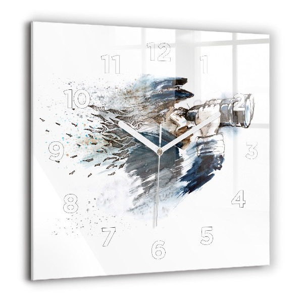 Wanduhr quadratisch mit motiv Schiffskapitän mit Fernglas