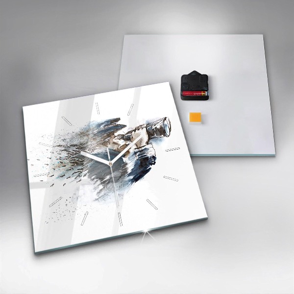 Wanduhr quadratisch mit motiv Schiffskapitän mit Fernglas