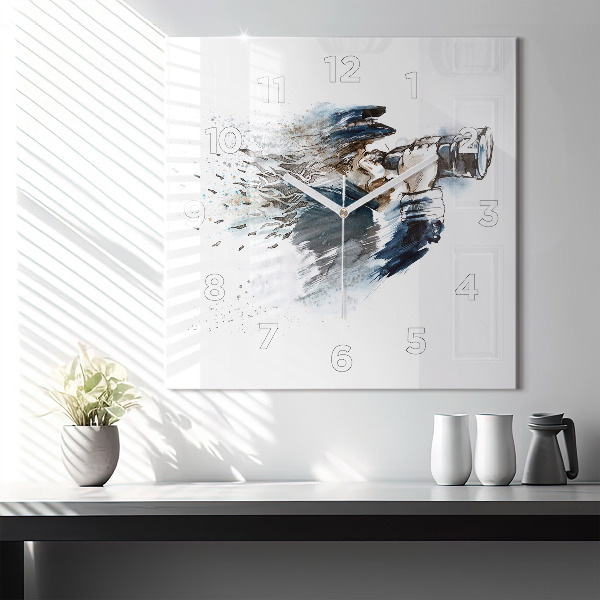 Wanduhr quadratisch mit motiv Schiffskapitän mit Fernglas