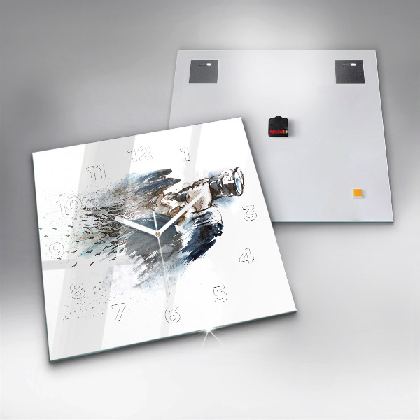 Wanduhr quadratisch mit motiv Schiffskapitän mit Fernglas