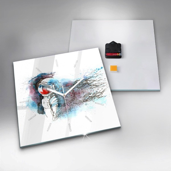 Wanduhr quadratisch Abstrakter Astronaut