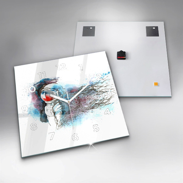 Wanduhr quadratisch Abstrakter Astronaut