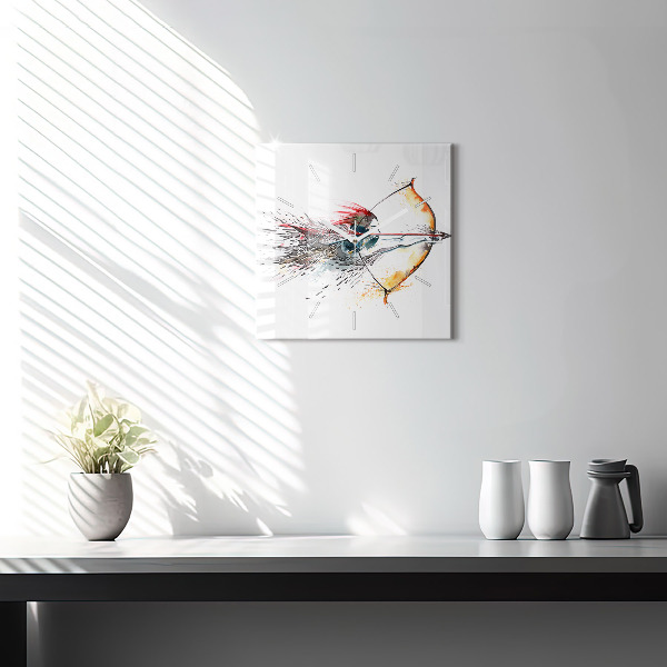 Wanduhr modern quadratisch Ein Krieger bei der Jagd