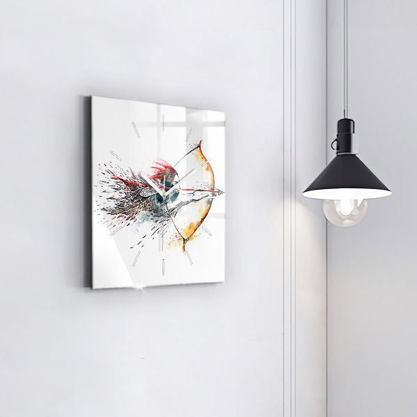 Wanduhr modern quadratisch Ein Krieger bei der Jagd