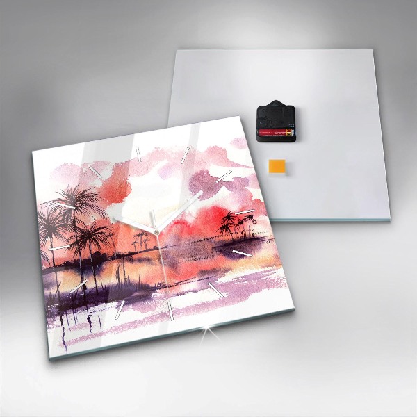 Wanduhr quadratisch Tropische Landschaft