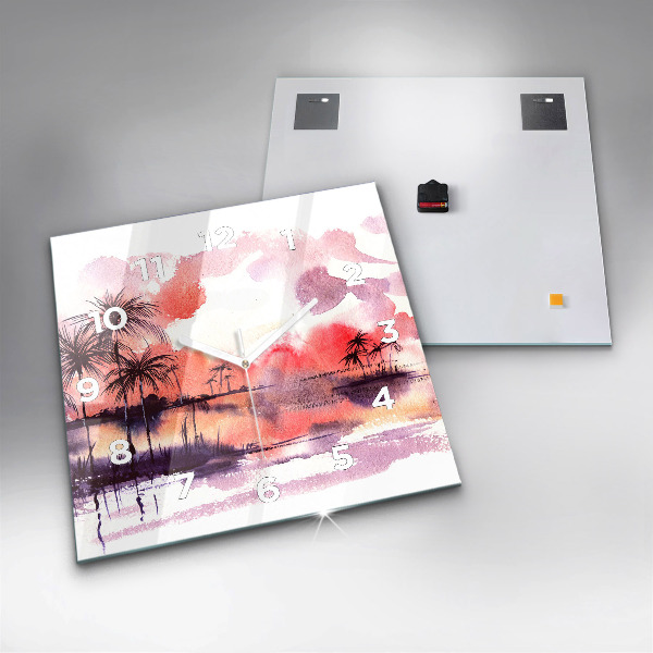 Wanduhr quadratisch Tropische Landschaft