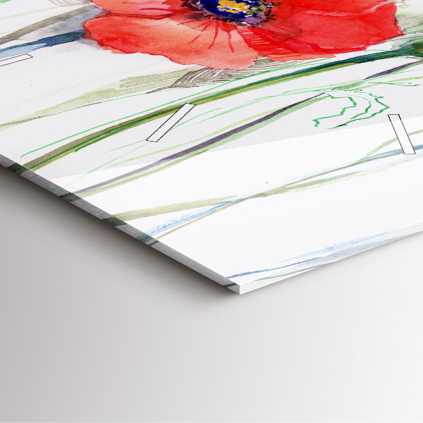 Wanduhr quadratisch mit motiv Gemalte rote Mohnblumen