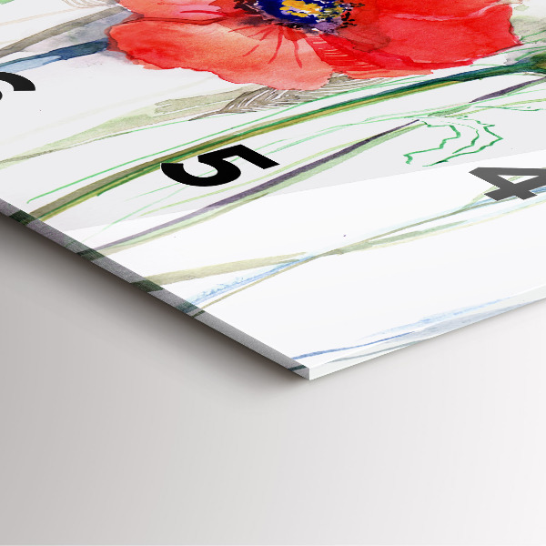 Wanduhr quadratisch mit motiv Gemalte rote Mohnblumen