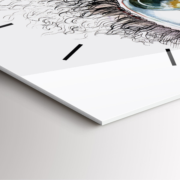 Wanduhr modern quadratisch Zeichnung eines menschlichen Auges