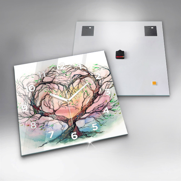 Wanduhr quadratisch Baumherz Natur