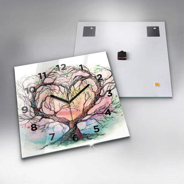 Wanduhr quadratisch Baumherz Natur
