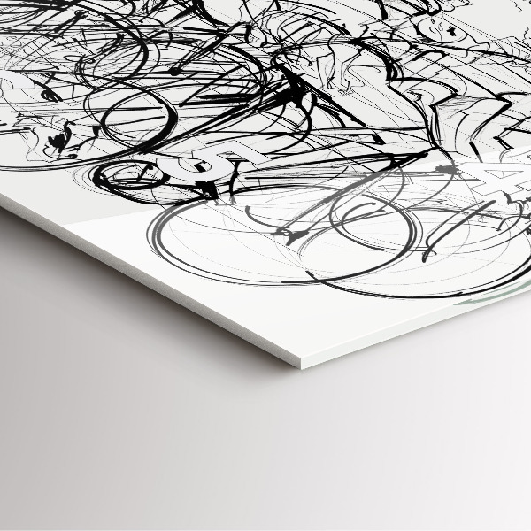 Wanduhr quadratisch mit motiv Zeichnung eines Radrennens