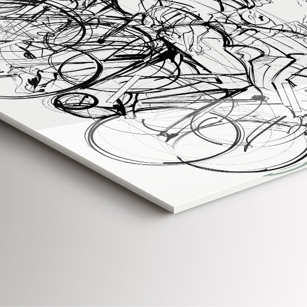 Wanduhr quadratisch mit motiv Zeichnung eines Radrennens