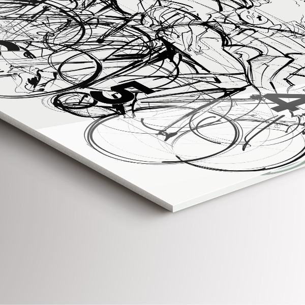 Wanduhr quadratisch mit motiv Zeichnung eines Radrennens