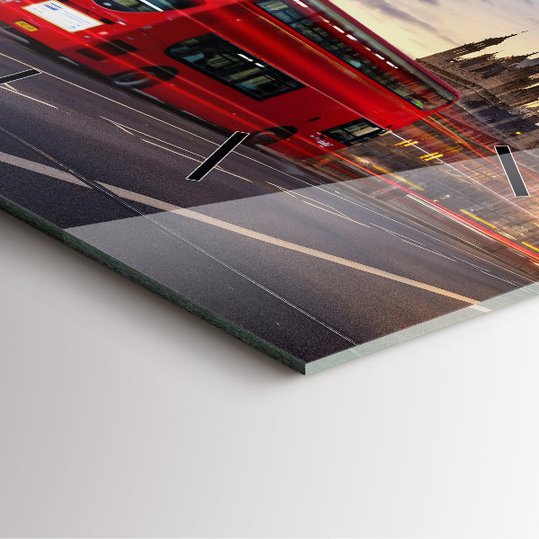 Wanduhr modern quadratisch Roter Londoner Bus