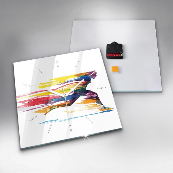 Wanduhr quadratisch mit motiv Illustration eines Läufers