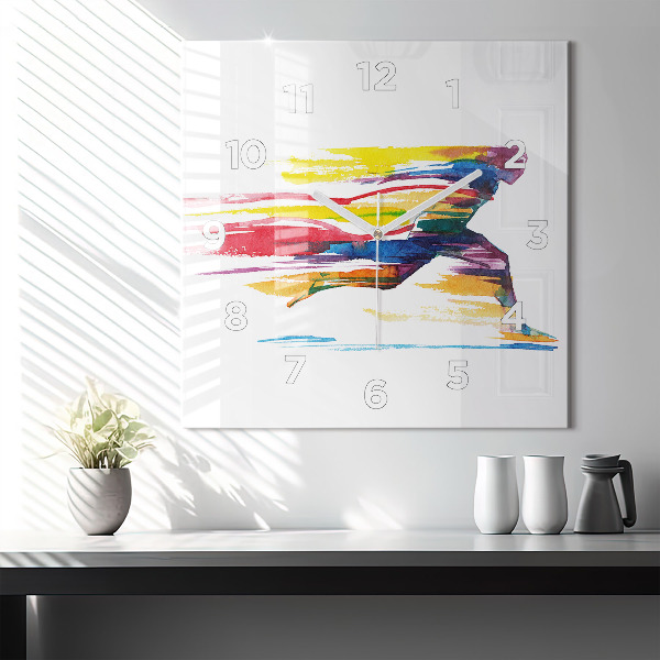 Wanduhr quadratisch mit motiv Illustration eines Läufers
