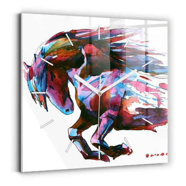 Wanduhr quadratisch Pferd auf der Flucht