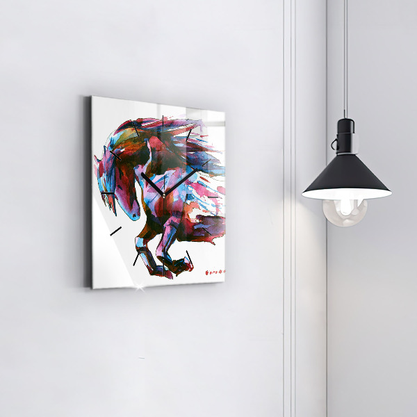 Wanduhr quadratisch Pferd auf der Flucht