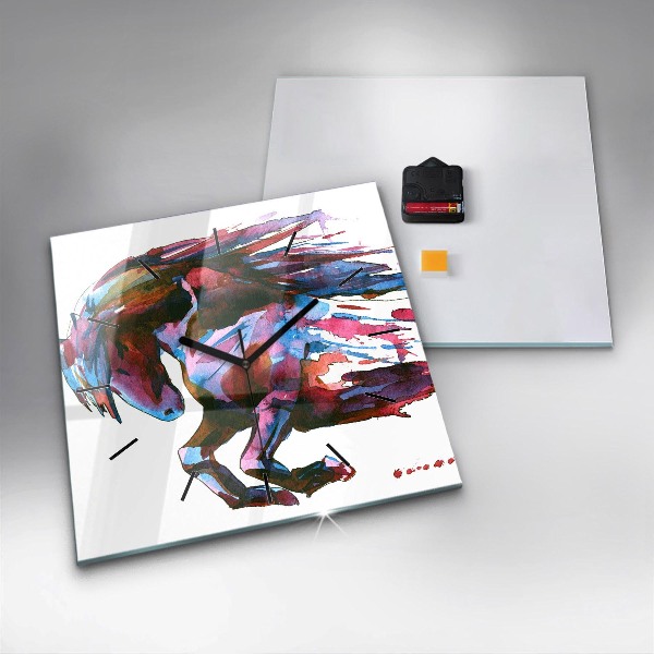 Wanduhr quadratisch Pferd auf der Flucht