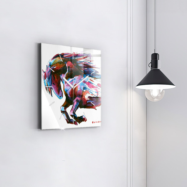 Wanduhr quadratisch Pferd auf der Flucht